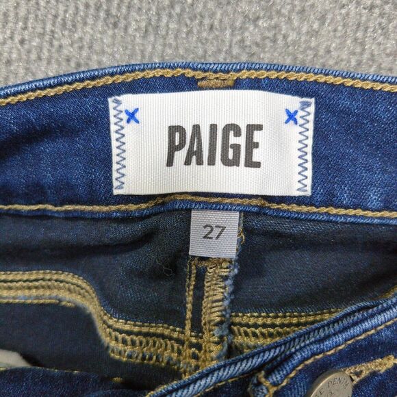 Paige Jeans Womens 27 (28x31) Ankle Skyline Skinny Dark Blue Denim Stretch - Picture 10 of 13